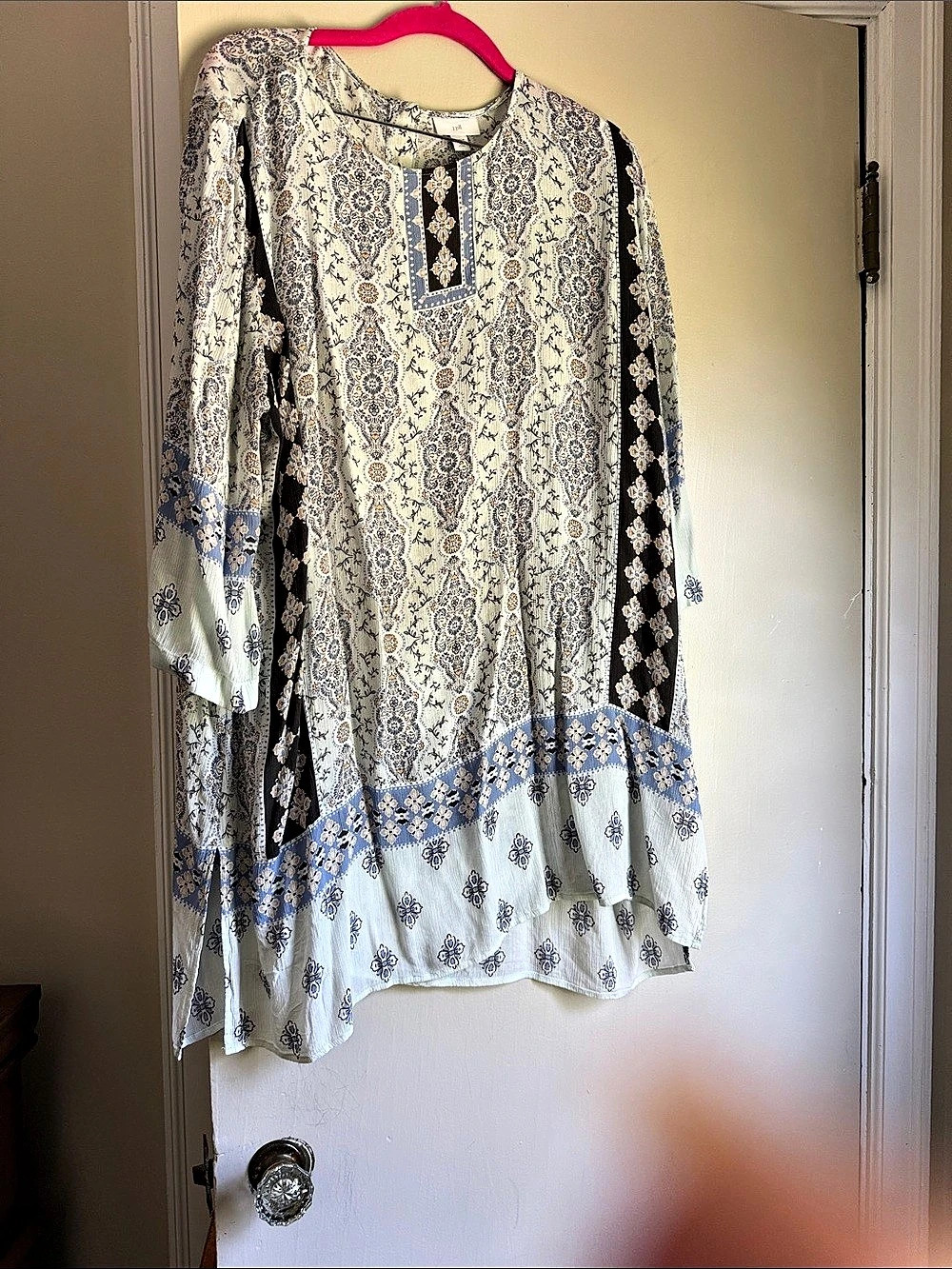 J. Jill Paisley Tunic in Cream & Blue Size XLP